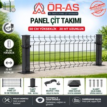 Ör-As Tel Örgü 50'lik Panel Çit Takım  20 mt + 1 Direk Avantaj Paket )- Antrasit Gri
