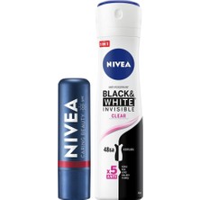 Vionna Nıvea Kadın Sprey Deodorant Black&white Invisible Clear 150ML,KIRMIZI Renkli Dudak Bakım Kremi,nemlendirme