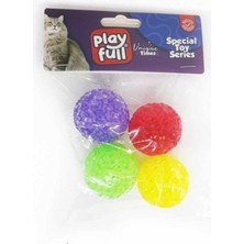 Vionna Playfull Plastik Zilli Top Kedi Oyuncağı 3,8 cm 4'lü Beyaz
