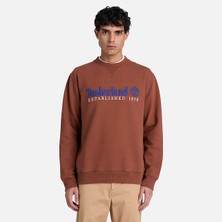 Timberland Established 1973 Embroidered Logo Bb Cre Erkek Kahverengi Sweatshirt TBC0YHB7AIM1