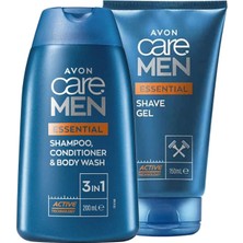 Vionna Avon Care Men Essential Tıraş Jeli ve 3’ü 1 Arada Sampuan, Bakım Kremi ve Dus Jeli Paketi