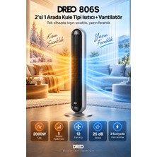 Dreo 806S 2’si 1 Arada Akıllı Kule Isıtıcı ve Vantilatör 2000W Ptc Seramik Wifi 120° Salınım Uzaktan Kumandalı