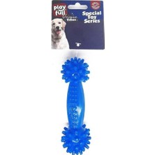 Vionna Playfull Dumbell Şeklinde Tırtıklı Plastik Köpek Oyuncağı 12X4 cm Beyaz