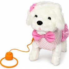 Vionna Vardem Peluş Tasmalı Yürüyen Köpek Oyuncak, Pembe Fiyonklu Sevimli Peluş Köpek, Hareketli Evcil Hayvan Oyuncağı, Çocuklar Için Rol Yapma ve Bakım Oyunu PFT-B025