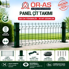 Ör-As Tel Örgü 120'lik Panel Çit Takım 10 mt + 1 Direk Avantaj Paket Yeşil Renk