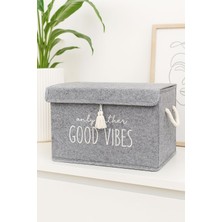 Vionna Pazar Kapısı Keçe Çok Amaçlı Kapaklı Düzenleyici Kutu 35 x 24 x 24 cm (Mini, Gri)