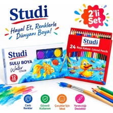 Studi Boya Kalemi(Kuru Kalem)Ve Sulu Boya 2'li Set