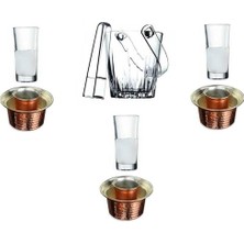 Pasabahce Paşabahçe 8 Parça Rakı Bardak Meşrubat Bakır Ehlikeyf ve Buz Kovası Keyif Seti