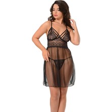 Tienda Elegante Siyah Dantel Gecelik - 684