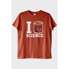 Lofux I Love Scıence Anatomik Kalpli Baskılı Kiremit Tişört
