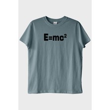 Lofux E=mc² Baskılı Bilimsel Tasarım Mavi Tişört