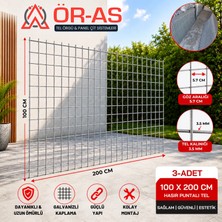 Ör-As Tel Örgü Hasır Tel-( 5.5 x 5.5 Göz Aralıklı - 3.5'mm ) ( 100 x 200 Ebatında )-( 3 Adet )