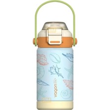 Vionna 360ML Desenli Pipetli/pipetsiz Kullanım Kulplu Kaymaz Tabanlı 6 Saat Sıcak/soğuk Paslanmaz Çelik Termos - Turuncu