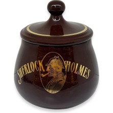 Vionna Sherlock Holmes El Yapımı Seramik Pipo Tutun Kavanozu Kahve Small