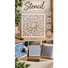 Major Hobi Spiral Damla Desenli Stencil Şablonu 12X12 cm – Dekoratif Boyama Şablonu