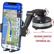 Vionna Mtl Robot Kollu Çok Eklemli Araç Içi Telefon Tutucu Süper Güçlü Vakumlu Otomatik Kilitli MT6078 Siyah ile Uyumlu