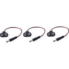 Vionna 3 Adet - 9 Volt 2.1 mm Jacklı Pil Başlığı, Adaptör Dönüştürücü Bağlantı Kablosu, Jack Battery Connector, (IC-232A)