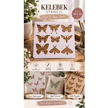 Major Hobi Kelebek Stencil Şablonu 20X20 cm – 9 Farklı Kelebek Boyama ve Dekor Şablonu