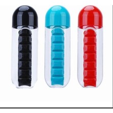 Vionna Mucit Home Kutulu Matara Suluk 600ML 7 Günlük Hap Kutusu Organizer Spor Sızdırmaz Su Şişesi