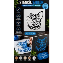 Major Hobi Kedi Desenli Stencil Şablonu 17,5X17,5 cm – Dekoratif Kedi Boyama Şablonu