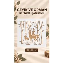 Major Hobi Geyik ve Orman Stencil Şablonu 22X22 cm – Duvar, Mobilya ve Hobi Boyama Şablonu