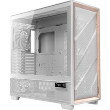 Vionna Antec Flux Pro Full Tower Temperli Cam Beyaz/ahşap Atx E-Atx Oyun Kasası, Argb Fanlı