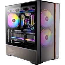 Vionna Antec Flux Rear, 5x Pwm Fan Dahil, F-Lux Platform, Ön Psu Bölmesi, Back-Connect Anakart Desteği, Ceviz Ahşap Aksanlar, Temperli Cam, 360MM Üst Radyatör Desteği, Mid-Tower Atx Kasası, Siyah