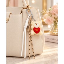 Kumru Studio Ekru Love Teddy Ayıcık Figürlü Ipli Çanta Charmı