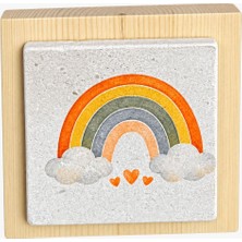 Ceren Wooden     Gökkuşağı Desenli Doğal Taş Dekoratif Ürün 10X10 cm – Bebek ve Çocuk Odası Dekoru