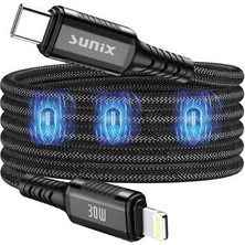 Vionna Sunix 30W Mıknatıslı Usb-C Lightning Data ve Şarj Kablosu Ip-30