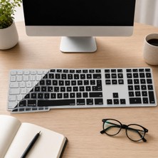 Vionna Mcstorey Apple Magic Keyboard 1 A1243 Türkçe F Klavye Koruyucu Silikon Kapak Ultra Ince Toz Sıvı Koruma Numerik Tuş Takımı Tam Uyum Keyboard Cover Lazer Kesim Siyah