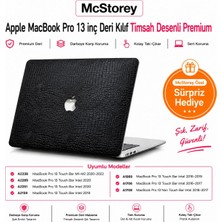 Vionna Mcstorey MacBook Pro 13 Inç Kılıfı A1708 A1706 A1989 A2159 A2251 A2289 A2338 M1 M2 Uyumlu Sert Kapak Timsah Desenli Deri Dokulu 360° Koruma Siyah
