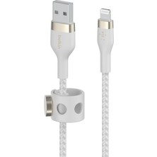 Vionna Belkin Boostcharge Pro Flex Örgülü USB Tip A - Yıldırım Kablosu (2m/6,6ft), Mfi Sertifikalı Şarj Kablosu - Beyaz