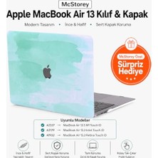Trendexa MacBook Air 13 Inç A2337 M1 A2179 A1932 Uyumlu Suluboya Desenli Uv Baskılı Açık Yeşil Sert Kılıf