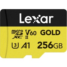 Vionna Lexar Gold 256GB Mikro Sd Kart, Microsdxc Uhs-Iı Bellek Kartı, V60, U3, A1, C10 Microsd Kart, 280MB/S'YE Kadar Okuma, Drone/aksiyon Kamerası/uhs-Iı Taşınabilir Oyun Cihazı Için (LMSGOLD256G-BNNNG)