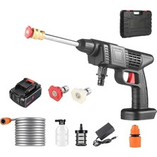 48V Akülü Şarjlı Yüksek Basınçlı Oto Araba Bahçe Yıkama,temizleme Su Tabancası 5mt Hortumlu Köpüklü Aparatlı 1200 Rpm Filtreli Çantalı Oto Yıkama