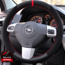Hasakman Opel Combo C Dikme Direksiyon Kılıfı Alcantara Süet Mat Karbon Kırmızı Yüzük ve Dikiş 2006-2011