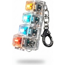Işıklı Mekanik Klavye Tuşlu Anahtarlık, Stres Azaltıcı Click Sesli, Şeffaf Tasarım, Çok Renkli Led, Fidget Oyuncağı