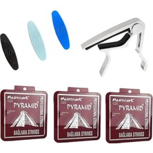 Pyramid Uzun Sap Bağlama Tel Seti - Başlancıç Seviyesi Ucuz Kapo 3 Adet Uzun Sap Saz/bağlama Teli + 3 Tezene
