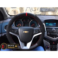 Hasakman Chevrolet Aveo Dikme Direksiyon Kılıfı Alcantara Süet Mat Karbon Kırmızı Yüzük ve Dikiş 2011-2015