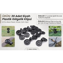 Adet Siyah Plastik Gölgelik Klipsi, Yuvarlak Şekilli Branda Tutturma Aparatı, Bahçe Filesi ve Kuş Ağı Için Çok Amaçlı Sabitleme Klipsleri