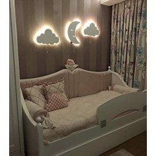 Windly Concept 3’lü Bebek Odası ve Çocuk Odası Aydınlatması Ledli Bulut ve Ay Beyaz