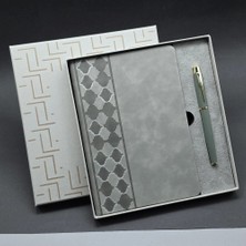 Lovesta Home Kutulu Gri Defter ve Metal Kalem Seti