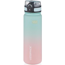 500ML Çift Renkli Sızdırmaz Bpa Içermez Kilitlenebilir Kapaklı Motivasyonel Tritan Su Matarası (Su Yeşili-Pembe)
