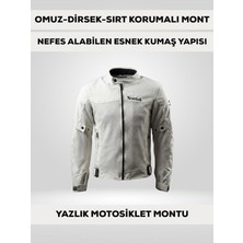 Yazlık Fileli Motosiklet Montu Ce Korumalı Nefes Alan Hafif Mont Beyaz 2xl