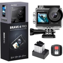 Brave 4 Pro Aksiyon Kamerası 4K Su Geçirmez Su Altı Kamerası 40 M - Ultra Hd 20MP 170° Geniş Açılı Wifi Spor Kamerası Çift Ekran, Dokunmatik Ekran, 5x Yakınlaştırma ve Montaj Setleri