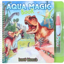 12095 Dino World Aqua Sihirli Kitap Boyama Gizli Dinozor Desenleri, 5 Yeni Boyama Sayfası ve Su Kalemi ile Yaratıcı Kitap, Çok Renkli, Ca. 19 x 18,5 x 2 Cn
