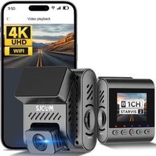 Vionna Sjcam M60S Araç Kamerası, 3 Kanallı Ön/iç/arka, 2,0 Inç Tft Ekran, Wi-Fi, 4K 30FPS, Sony Starvıs Sensör, Wdr, 24 Saat Park Modu, G-Sensör