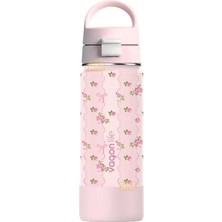 550ML Desenli Pipetli/pipetsiz Kullanım Kulplu Kaymaz Tabanlı Paslanmaz Çelik Termos (Pembe)