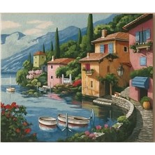 Vionna Sayılarla Boyama Tuval Seti Fırça Boya Dahil (Çıtalı) 40X50 cm - Göl Evi